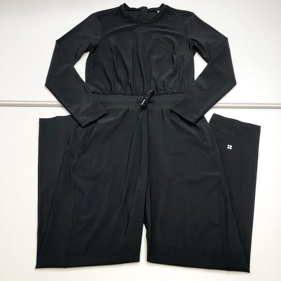 Sweaty Betty Pants - Sweaty Betty Women Jumpsuit Black Long Sleeve Boat Neck Size XS SB8506